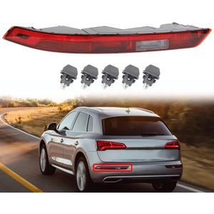 Dasbecan Rear Bumper Reflectors Light Stop Brake Tail Lights 5 Holes Compatible with Audi Q5 2017 2018 80A945069A (Left Driver Side)