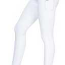 Kcutteyg Yoga Pants for Women with Pockets High Waisted Leggings Workout Sports Running Athletic Pants (Large, Full Length White)