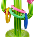 Inflatable Cactus Ring Toss Game Set Target Toss Floating Swimming Ring Toss Includes Cactus,4 Rings for Fiesta Party Accessories Hawaiian Pool Beach Party Decoration Supplies