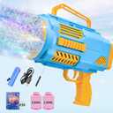 Upgraded Bubble Gun No Dip, Bubble Machine Gun with Light Music, 9000+ Bubbles Per Min Bubbles for Kids and Toddlers Toys, Birthday for Kids-Blue