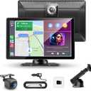 Portable Apple Carplay Screen for Car, 8.9" Car Play Touchscreen, 4K Dash Cam & 1080P Backup Camera, Wireless Carplay, Android Auto, Mirror Link, GPS Navigation, Voice Control (8.9inch)