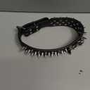 Izefia Dog Collar Sharp Spiked Studded Luxurious Padded Leather Collars for Medium Large Dogs - 2 Inch Width Necklace Anti-Biting (L, Black-SV)
