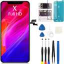 for iPhone X Screen Replacement 5.8 Inch COF FHD Display 3D Touch Digitizer with Waterproof Adhesive + Tempered Glass + Repair Kit for Model A1865, A1901, A1902