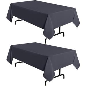 sancua 2 Pack Dark Grey Tablecloth 60 x 102 Inch, Rectangle 6 Feet Table Cloth - Stain and Wrinkle Resistant Washable Polyester Table Cover for Dining Tables, Buffet Parties and Camping