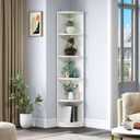 YITAHOME 5-Tier Corner Shelf, 70.8" Tall Modern Free Standing Corner Bookshelf, 5 Shelf Display Corner Bookcase and Bookshelves,Wooden Open Storage Book Shelves for Living Room, Home Office, White