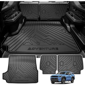 Powerty Cargo Mats with Backrest Mat for Toyota 4Runner 2025 2026 Accessories, All Weather TPE Cargo Trunk Liners with Seat Back Mat Replacement for 4Runner (Fit 5 Seats,Trunk Mat+Backrest Mat)