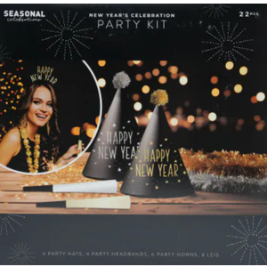 Seasonal Celebrations New Years Eve Black Paper Party Accessory Kit