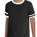 ZDC Boys Short Sleeve T Shirts 2026 Kids Summer Crewneck Color Block Tops Fashion Tees 5-14 Years Orange (Orange)