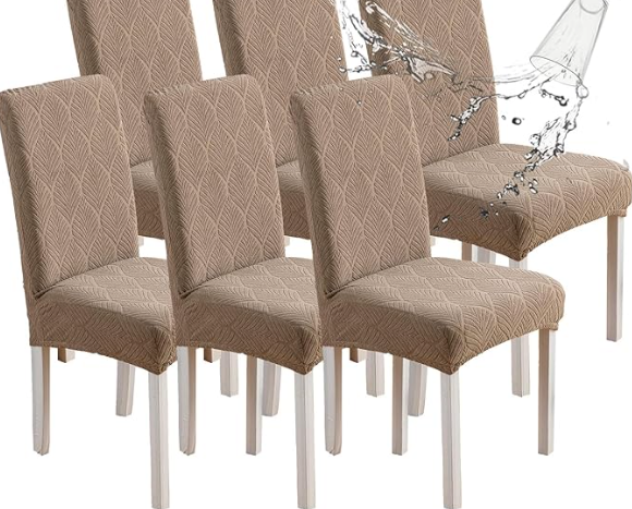 Dining Chair Covers, Chair Covers for Dining Room Stretch Parsons Chair Slipcover, for Dining Room Kitchen Chair Protector Cover, Removable, Washable (Taupe, 6 Pack)