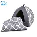 Pet Tent - Soft Bed for Dog and Cat by Best Pet Supplies - Gray Lattice, 19" x 19" x H:19"