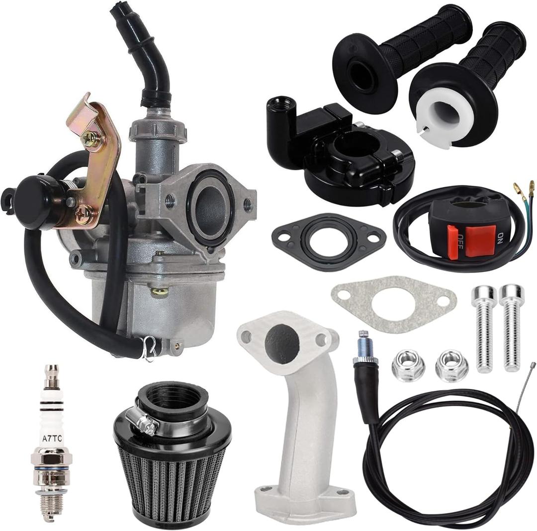 PZ19 Carburetor Kit for for 50cc 70cc 80cc 90cc 110cc 125cc ATV Dirt Pit Bike, Durable, Ideal for TaoTao Honda CRF, Chinese Quad 4 Stroke, ATV Go Kart Pit Dirt Bike (bracket)