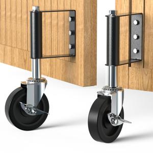 Heavy Duty Gate Wheels for Fences, Yards, Farms, Gate Casters with Spring Loaded, 360 Degree Swivel Max Load Capacity 220lbs