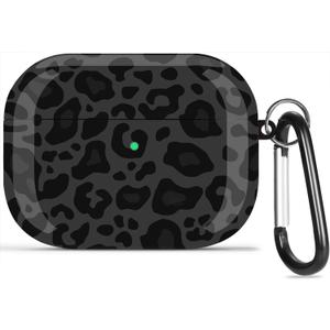 Olytop for Airpods Pro 3rd Gen Case 2025, Cute Leopard Air pods Pro 3rd Generation Protective Hard Skin Women Girl with Keychain for Apple iPod Pro 3 Gen Case - Black/Grey Leopard