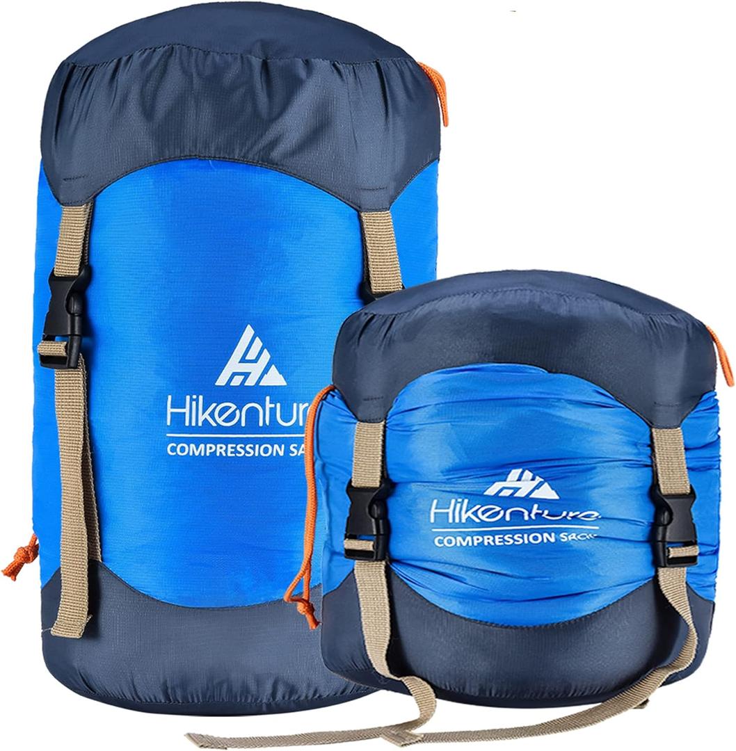 Hikenture Compression Sack for Sleeping Bag, Upgrade Anti-Tear Nylon Sleeping Bag Stuff Sack, 10L/14L/20L/30L Water-Resistant Compression Bag, Storage Bag (Blue)