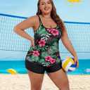 Tanst Sky Women's Plus Size Tankini Swimsuits Built in Bra Bathing Suits 2 Piece Set Swim Tops with Shorts (XL)