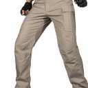 FREE SOLDIER Men's Water Resistant Pants Relaxed Fit Tactical Cargo Work Pants with Multi Pocket (40W x 30L, Khaki)