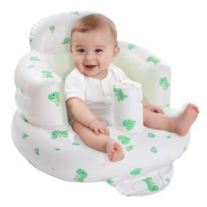 Inflatable Baby Seat for Babies 3-36 Months, Blow Up Floor Chair with Built-in Air Pump & Spine Support, Portable Sit Me Up Seat for Home, Travel, Beach, Learning to Sit (Dinosaur)