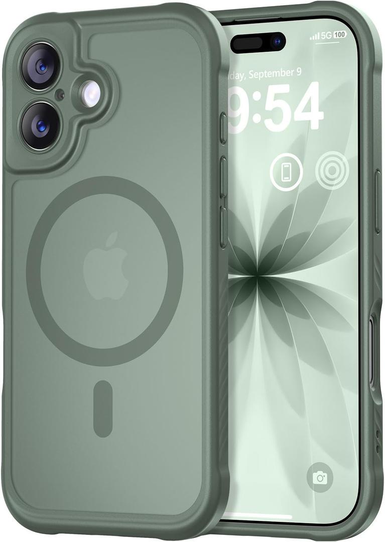 Thomo Magnetic for iPhone 17 Case, [Compatible with Magsafe] [Full Camera Protection] Translucent Matte Military Grade Shockproof with Anti-Fingerprint Phone Cover 2025, Calke Green (iPhone 17 6.3 inch)