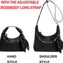 Handbag Crossbody Tote Bag for Women Small Hand Bag weave Vegan Leather Purse Clutch Women's Leather Medium Hobo Bag (Black)