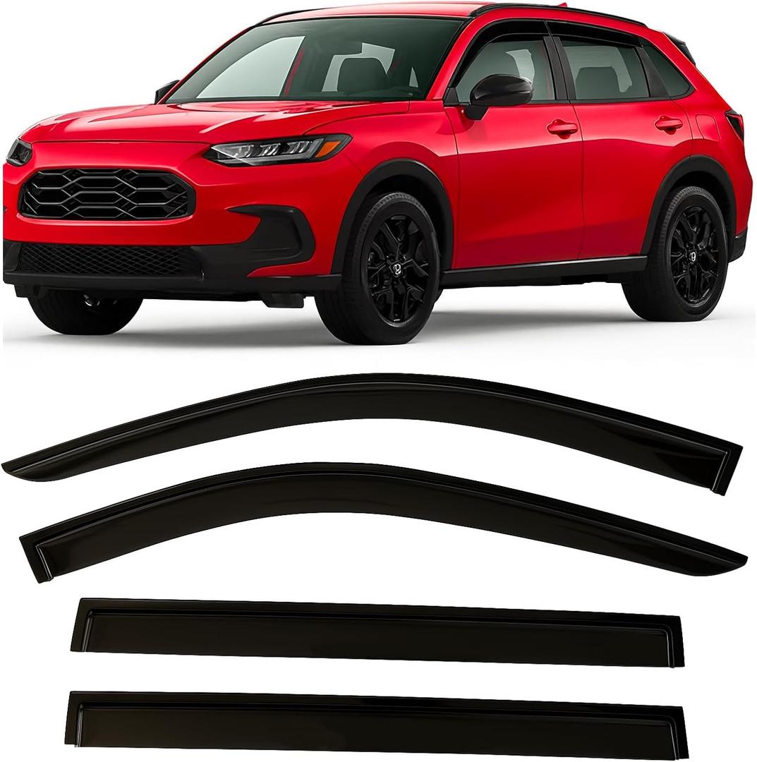 2023-2025 Tape-On Rain Guards for Honda HR-V Side Window Visor Deflectors LX EX-L Sport Smoke Tinted HRV Vent Shade Protectors 2024