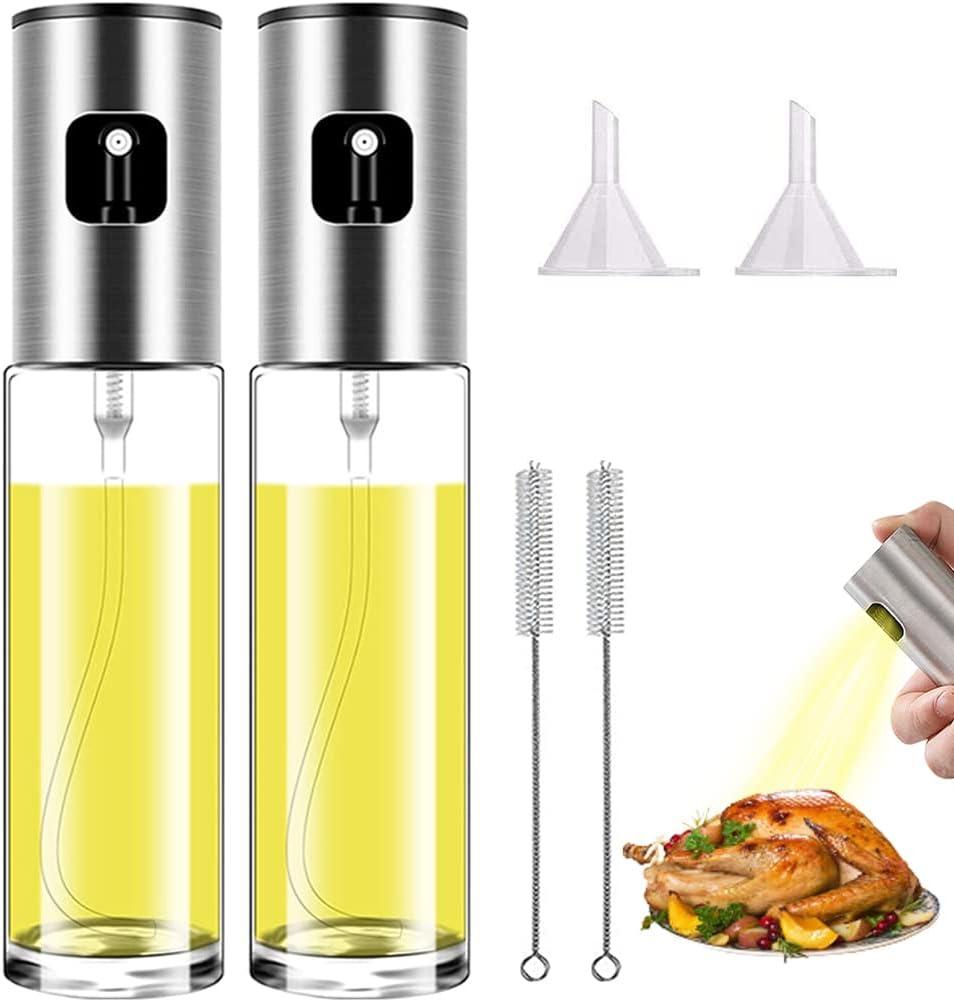 Oil Sprayer for Cooking Olive Oil Sprayer Mister for Air Fryer Vegetable Vinegar Oil Portable Mini Kitchen Gadgets for Baking,Salad,Grilling,BBQ,Roasting (2 Pack)