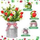 3 Pack Strawberry Mason Jar Table Centerpiece, Artificial Strawberry Home Centerpieces Fake Strawberry Daisy Plants with Faux Leaves for Summer Farmhouse Wedding Decor, Tiered Tray Tabletop Display
