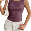 Womens Tank Tops Crewneck Sleeveless Summer Sweaters Vest Casual Basic Tees Ribbed Shirts (Red, S)