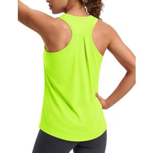 MAGCOMSEN Tank Top for Women Workout Athletic Muscle Tanks Racerback Yoga Pilates Tops Sleeveless Running Gym Sports Tank (Medium, Fluorescent Green)