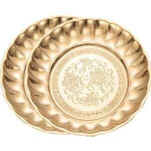 Stainless Steel Gold Plates 8.5 Inch Lightweight Unbreakable Dinner Dishes Plates 2 Pack Dessert Snack Plates for Outdoor Camping Wedding - Reusable & Shatterproof