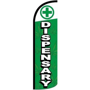 Dispensary Feather Flag | 3ft W x 11.5ft H | Durable Super-Knit Polyester | Outdoor Advertising Banner Flag for Promotions (Single Flag Only)