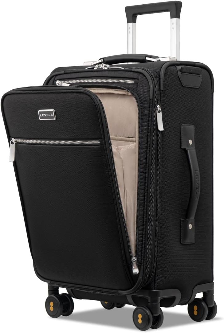 LEVEL8 Carry On Luggage with Laptop Compartment 20" Softside Suitcase,Black
Expandable,Airline Approved,Front Pocket,Side Pocket,Spinner Wheels,Top Opening
