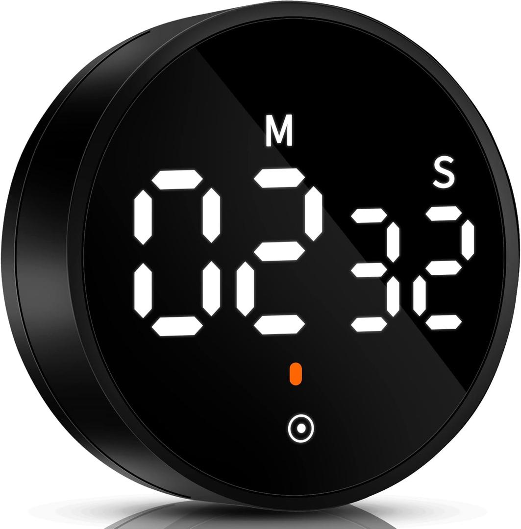 Kitchen Timer Magnetic Classroom Timer for Kids, Rotation Countdown Countup Timer Large LED Display with Volume & Brightness Adjustable for Cooking/Exercise, Easy to Use Even for Seniors or Children