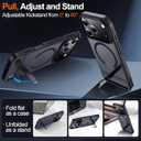 3 x MOZOTER for iPhone 17 Pro Case with Kickstand,[Compatible with MagSafe] [12FT Military Grade Protection] Slim Translucent Matte Shockproof Phone Case,6.3",Black