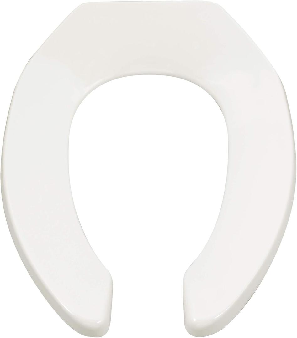 American Standard 5901100.020 Commercial Elongated Open Front Toilet Seat with Stainless Steel Hinge, 1.00 in Wide x 14.38 in Tall x 18.56 in Deep, White