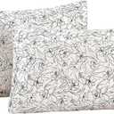 2 Pack Pillowcase Standard Size with White & Black Floral Pillow Cases Set, 100% Cotton Standard Pillow Covers Envelope Closure, 39x23 Inch