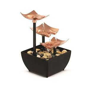 Homedics Tabletop Water Fountain, 3 Tier Indoor Waterfall Fountain with Natural River Rocks, Quiet Pump for Relaxation, Zen Home & Office Desk Décor, AA Battery Powered