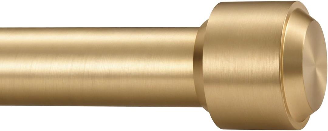 Curtain Rods, Non-Adjustable Drapery rod for Window, 1IN Diam 72INCH/6 Foot Fixed Length Rod with Aluminum End Caps and Brackets, Warm Gold