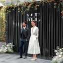 Black Backdrop Curtain 10x10ft - Wrinkle Free Polyester Photo Curtain Backdrop Wedding Back Drop Fabric Drapes for Party Decorations Background for Photography