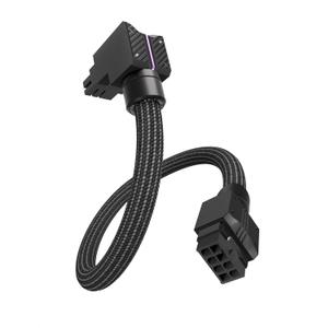 EZDIY-FAB UNIFAS ARGB 8-Pin GPU Extension Cable,16AWG 90 Right-Angle PCIe PSU Power Extension, 5V 3-Pin RGB Sync, Unified Cable Design, Single 8-Pin Only,Black-STD