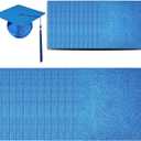 24 Pieces Glitter Cardstock for Grad Caps, DIY Grad Cap Decorations for Grad Party with Self-Adhesive,Sapphire Blue