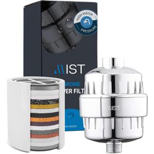 Mist Shower Filter for Hard Water Improves Skin, Hair, and Nails - High Output Shower Head Filter Softens Water and Removes Chlorine and Heavy Metals, Chrome