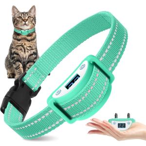 Mini Cat Shock Collar, Tiniest Shock Collar for Cats with Beep Vibration Shock to Auto Stop Meow, Vibration or Shock Switchable, Rechargeable & Waterproof Cat Training Collar for 5-15lbs Cats & Above