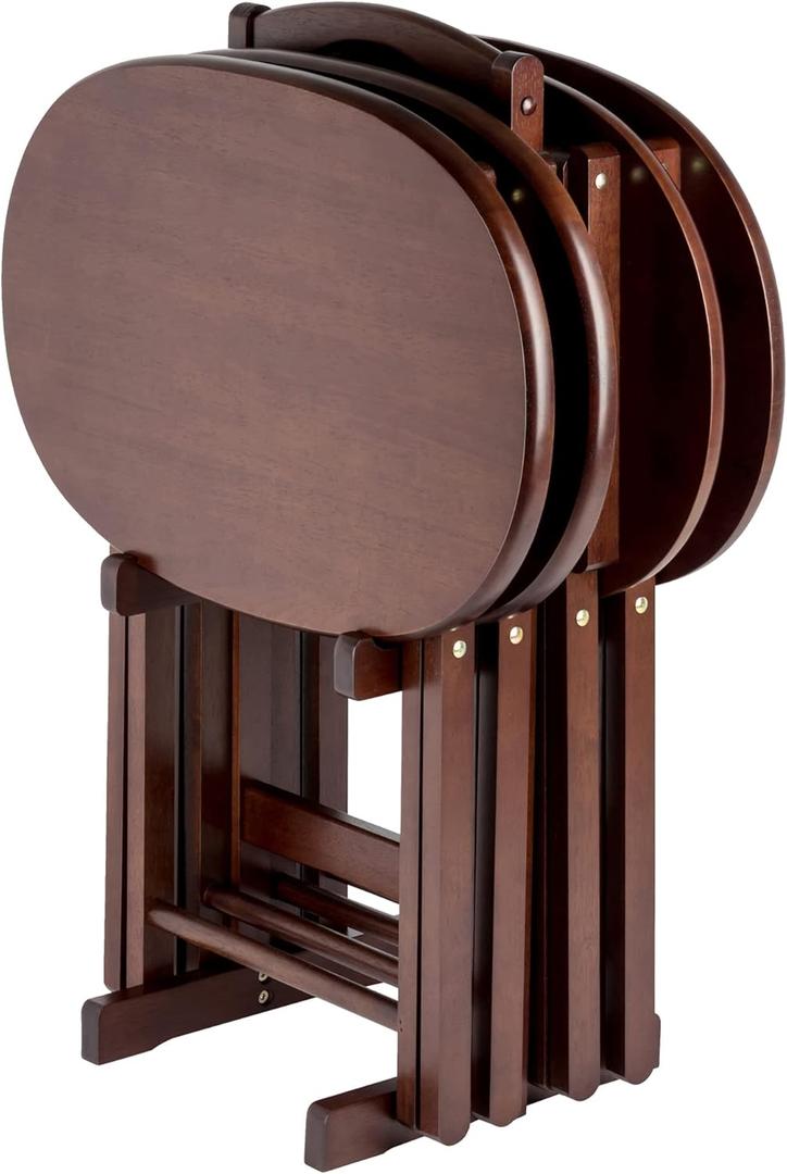 Winsome Nathan Snack Table Set with Stand, for Living Room, 26", Cappuccino, Set of 4 Tables