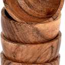 EDHAS Bowl Sets Acacia Round Bowl for Condiments, Dip Sauce, Nuts, Candy and More (Set of 4), (3" x 3" x 2")