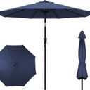 HOMSHADE 9ft Outdoor Patio Umbrella - Market Table Pool Deck Umbrella UPF50+ UV Protection with Push Button Tilt, Crank and 8 Sturdy Ribs (Navy Blue, No base)