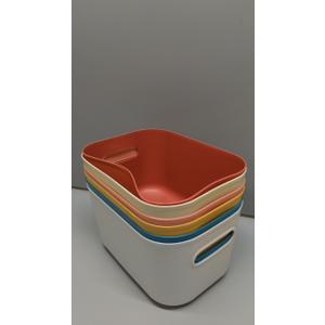 6Pcs Small Storage Bins with Lids, Stackable Plastic Organizer Bin Storage Containers for Organizing, Shelf Baskets for Pantry Cabinet Shelves Desktop Freezer Drawer Organization (6 Color, Small)