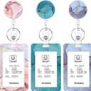 3 Set Heavy Duty Badge Holder with Retractable Reel, Marble Retractable ID Badge Holders with Clip Name Key Card Holder Case for Teacher Nurse Doctor Student Office Gift for Coworkers