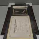 GraduationMall 11x22 Mahogany Diploma Frame with Tassel Holder and Picture for 8.5x11 Certificate 5x7 Photo,Real Glass,Black over Gold Mat