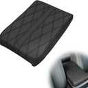 1 PCS Car Armrest Box Booster Pad, Leather 3D Texture Anti-Scratch Protective Cover, Memory Foam Leather Relieve Elbow Pressure Cushion, Universal for SUV, Truck, RV and More (Black)