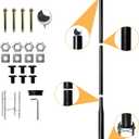 10Ft Tall Street Light Pole for Outside, Galvanized Steel Solar Street Lamp Post Perfect for Outdoor Lights Exterior Backyard Camera Porch Parking Lot with Mounting Rebar Cage(Black)